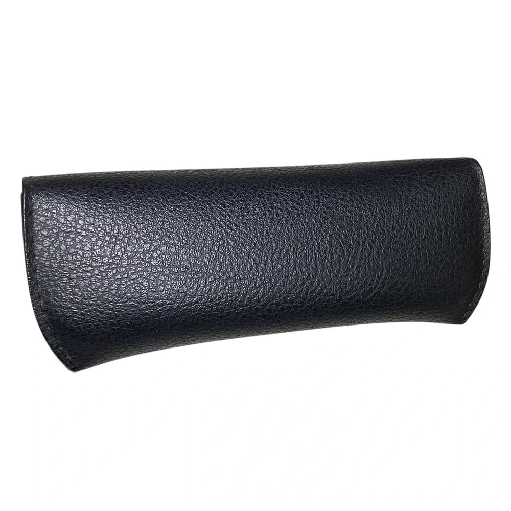 Ray-Ban Sunglasses Case Black Pebbled Leather Snap Closure Luxottica Accessory